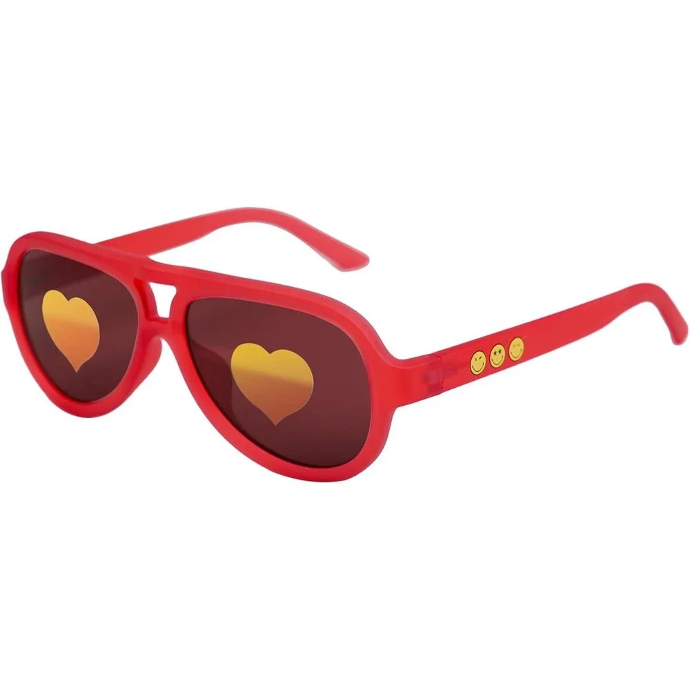 Kids Red Pilot Polarized Sunglasses Heart Lenses Flexible G850 Frame